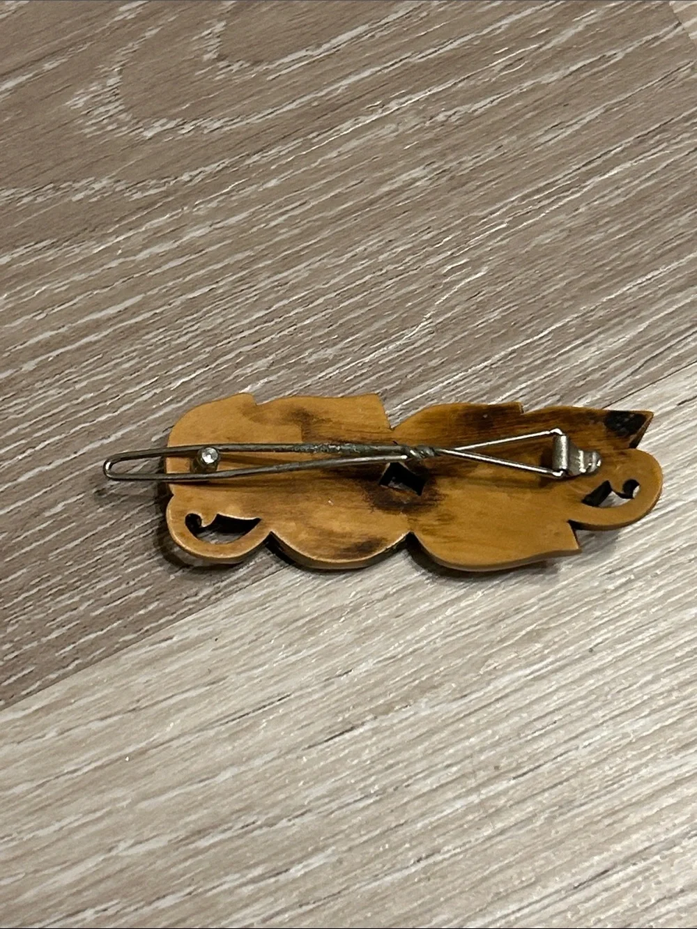 Hand Carved Vintage Handmade Leaf Barrette